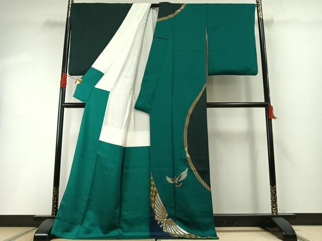 平和屋着物●螺鈿作家　甲斐泰造　訪問着　飛鳥文　金銀彩　ロング丈　正絹　逸品　AABH0813fy_1