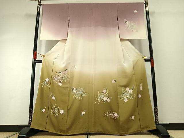 平和屋着物●世界的人形師　辻村寿三郎　ジュサブロー　訪問着　桜菊文　暈し染め　正絹　逸品　AABH0814fy 42,250円