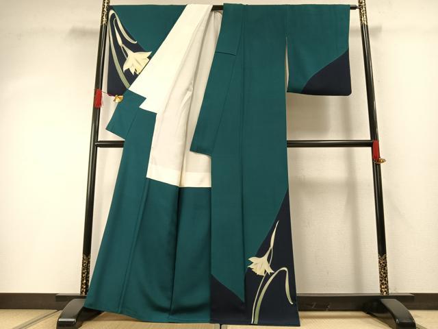平和屋着物●世界的人形師　辻村寿三郎　ジュサブロー　訪問着　草花文　正絹　逸品　AABH0815fy_1