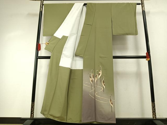 平和屋着物●蓑虫工芸作家　田尾笛秋　訪問着　鶴　暈し染め　正絹　逸品　未使用　AABH0832fy_2