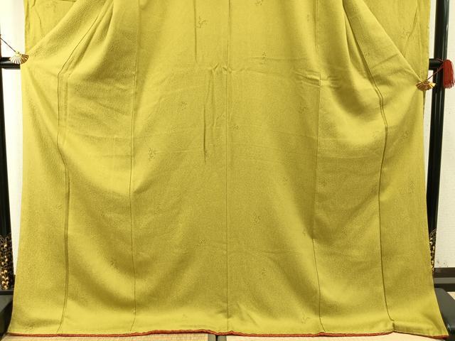 平和屋着物○豪華振袖 草花文 刈安色 ロング丈 正絹 逸品 未使用