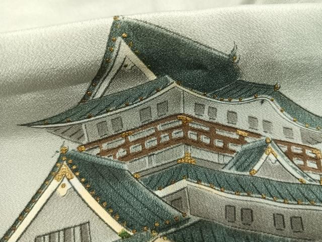 平和屋着物●男性　長襦袢　無双仕立て　手描き　風景人物文　金彩　正絹　逸品　AABH0885fy_5