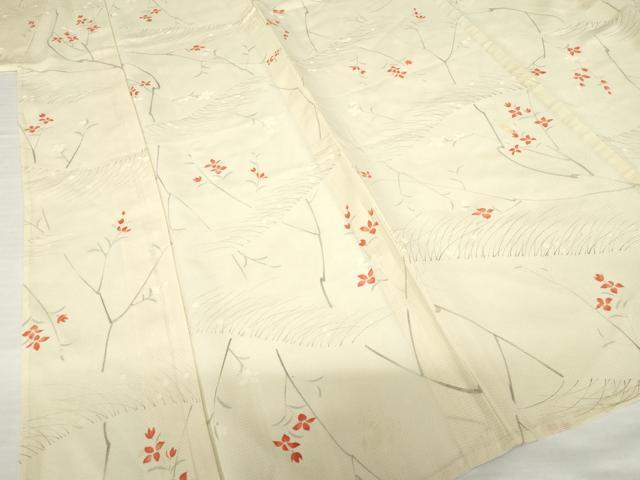 平和屋着物＊夏物　小紋　絽　手描き　枝花文　正絹　逸品　AABH1928ck_2