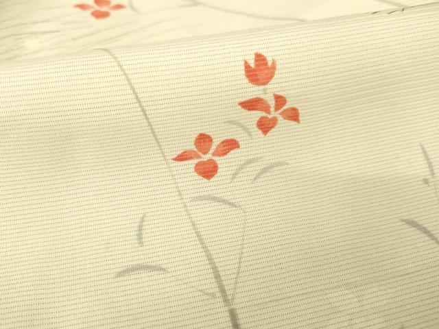 平和屋着物＊夏物　小紋　絽　手描き　枝花文　正絹　逸品　AABH1928ck_3