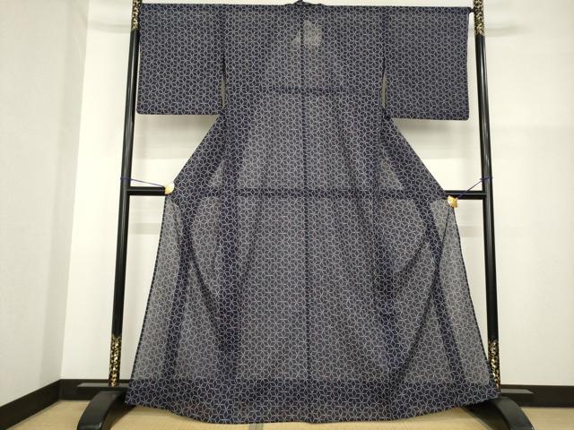 平和屋着物＊夏物 小紋 絽 麻の葉文 洗える着物 AABH1936ckの通販はau