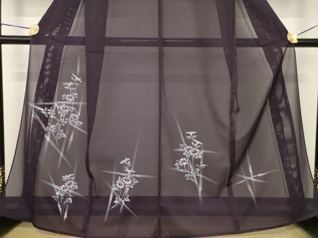 平和屋着物＊夏物　訪問着　絽　手描き　草花文　洗える着物　AABH1949ck_2