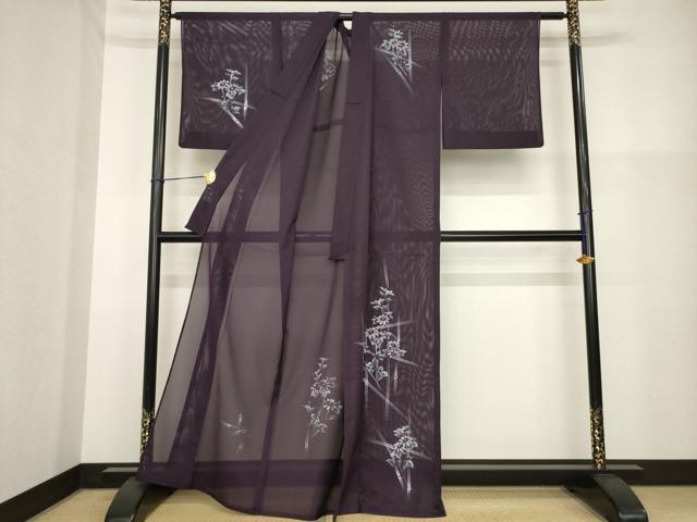 平和屋着物＊夏物　訪問着　絽　手描き　草花文　洗える着物　AABH1949ck_1