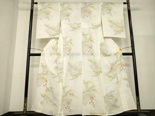 平和屋着物＊夏物　小紋　絽　草花文　暈し染め　三越扱い　正絹　逸品　AABH1967ck