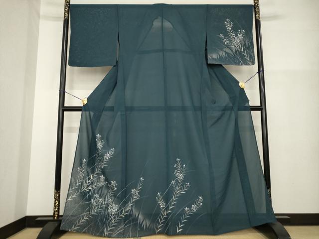 平和屋着物＊夏物　訪問着　絽　手描き　草花文　銀彩　正絹　逸品　AABH1973ck 23,998円