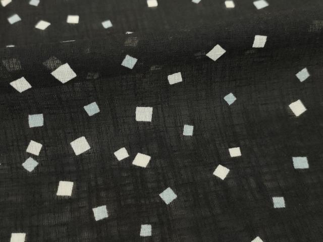 平和屋着物＊夏物　小紋　箔散らし文様　黒地　洗える着物　AABH2087ck_3