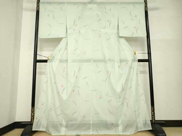 平和屋着物＊夏物　小紋　絽　草花文　洗える着物　AABH2103ck