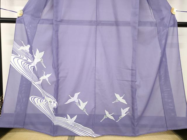 平和屋着物＊夏物　訪問着　絽　流水飛鶴文　洗える着物　AABH2107ck_2