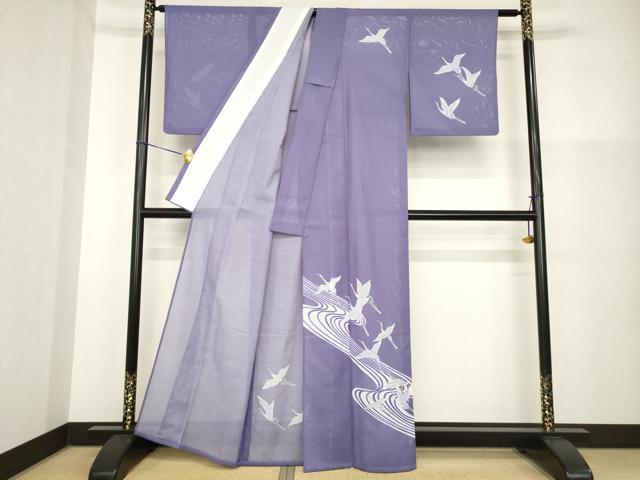 平和屋着物＊夏物　訪問着　絽　流水飛鶴文　洗える着物　AABH2107ck_1