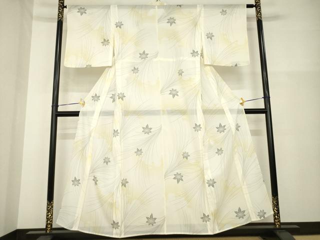 平和屋着物＊夏物　小紋　絽　楓　暈し染め　洗える着物　AABH2112ck