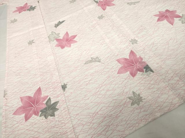 平和屋着物＊夏物　小紋　絽　楓　洗える着物　AABH2119ck_2