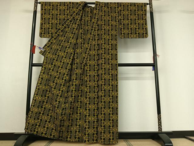 平和屋着物▽小紋　単衣　蝶　ウール　AABH2253jh_2