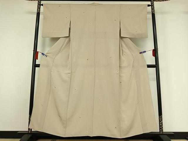平和屋着物▽上質な小紋　単衣　絞り　手描き　花丸文　金彩　正絹　逸品　AABH2272jh_1