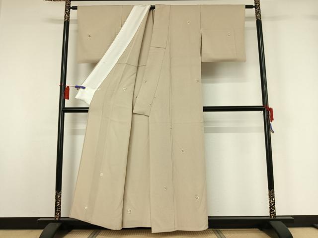 平和屋着物▽上質な小紋　単衣　絞り　手描き　花丸文　金彩　正絹　逸品　AABH2272jh_2