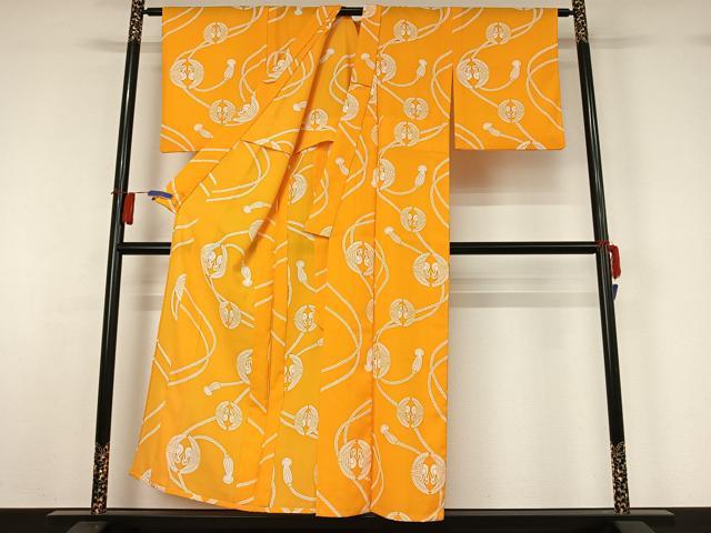 平和屋着物▽小紋　単衣　向かい鶴文　洗える着物　AABH2294jh_2