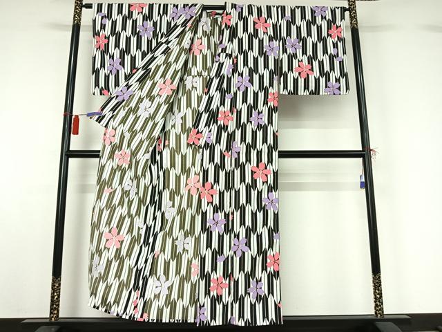 平和屋着物▽小紋　単衣　舞桜文　洗える着物　AABH2297jh_2