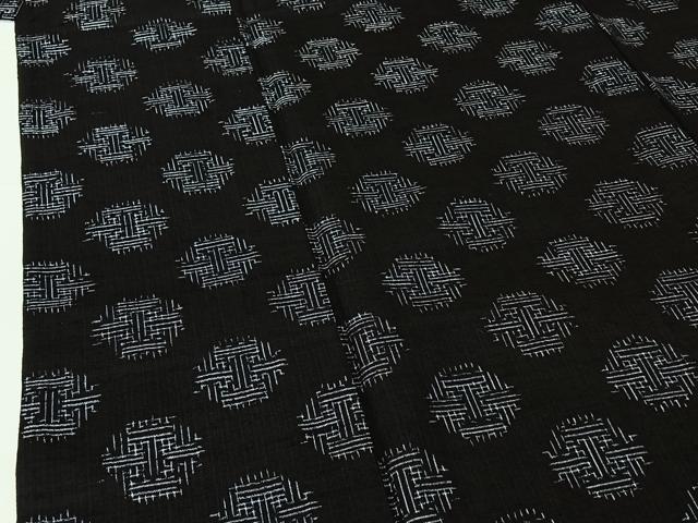 平和屋着物▽上質な紬　単衣　幾何学丸文　三越扱い　正絹　逸品　AABH2318jh_3
