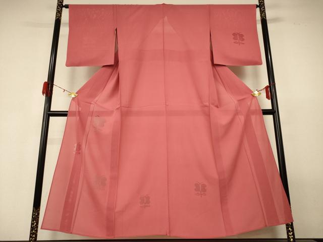 平和屋着物＊夏物　無地絵羽訪問着　絽　浅緋色　正絹　逸品　AABH2459jd