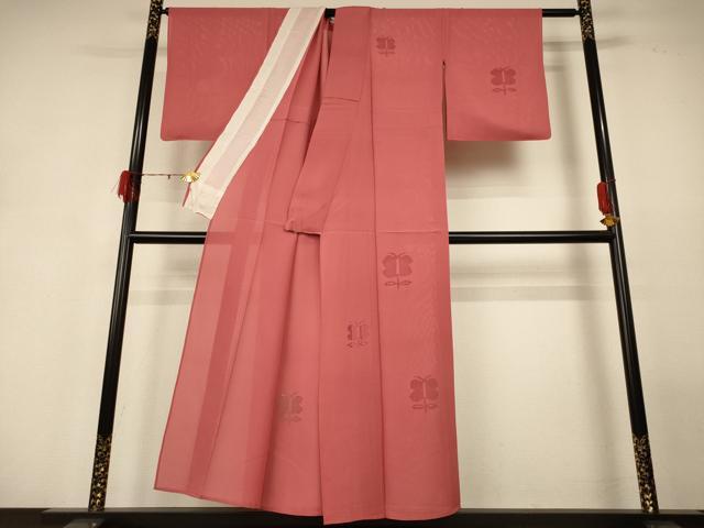 平和屋着物＊夏物　無地絵羽訪問着　絽　浅緋色　正絹　逸品　AABH2459jd_1