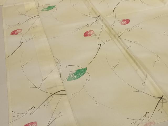 平和屋着物＊夏物　小紋　絽　扇子花文　暈し染め　洗える着物　AABH2498jd_3
