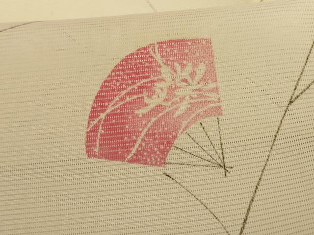 平和屋着物＊夏物　小紋　絽　扇子花文　暈し染め　洗える着物　AABH2498jd_5