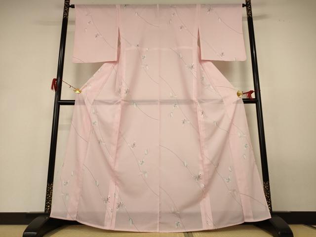 平和屋着物＊夏物　小紋　絽　吉祥舞蝶文　洗える着物　AABH2541jd_1