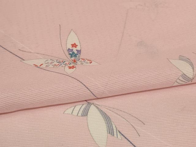 平和屋着物＊夏物　小紋　絽　吉祥舞蝶文　洗える着物　AABH2541jd_4