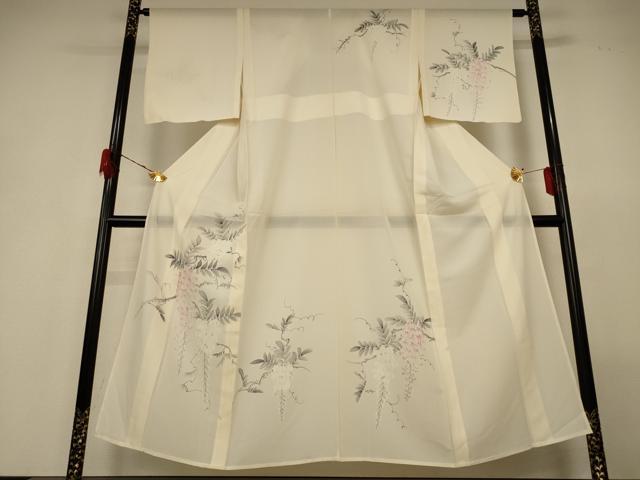 平和屋着物＊夏物　訪問着　絽　手描き　草花文　正絹　逸品　AABH2551jd