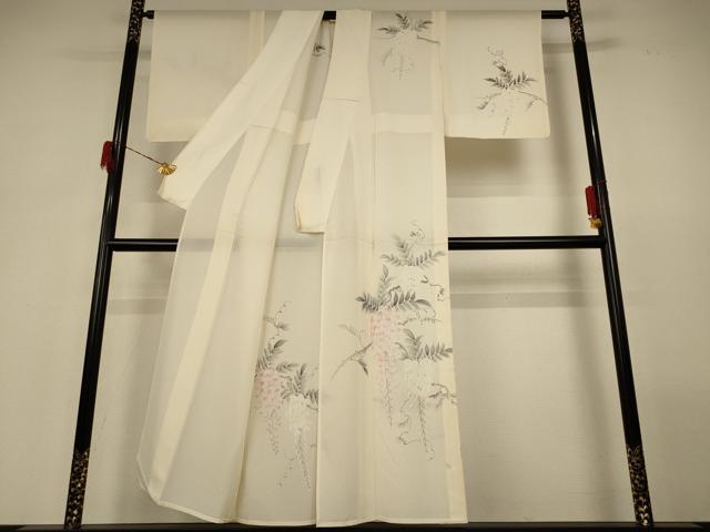 平和屋着物＊夏物　訪問着　絽　手描き　草花文　正絹　逸品　AABH2551jd_1