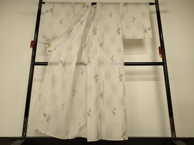 平和屋着物＊夏物　小紋　紗　枝葉文　洗える着物　AABH2554jd_2