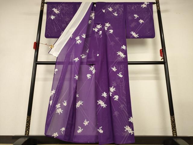 平和屋着物＊夏物　小紋　絽　草花文　洗える着物　AABH2560jd_2