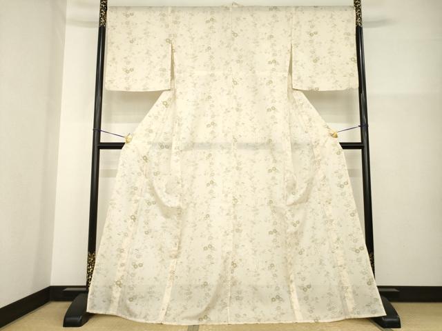 平和屋着物＊夏物　小紋　絽　花唐草文　洗える着物　AABH2579ck