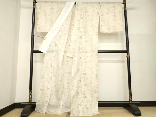 平和屋着物＊夏物　小紋　絽　花唐草文　洗える着物　AABH2579ck_1