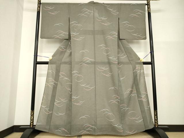 平和屋着物＊夏物　小紋　芝　洗える着物　AABH2583ck