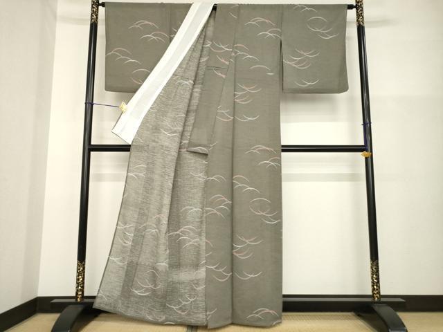 平和屋着物＊夏物　小紋　芝　洗える着物　AABH2583ck_1