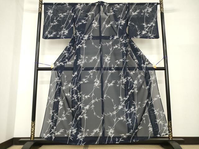 平和屋着物＊夏物　小紋　絽　笹竹文　洗える着物　AABH2584ck