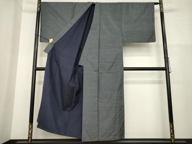 平和屋着物○男性 本場大島紬 アンサンブル 格子 証紙付き 正絹 逸品