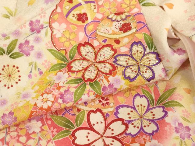 平和屋着物[]七五三　女の子　３歳　祝着　三つ身　長襦袢セット　刺繍　雪輪桜手毬文　金糸　逸品　AABH2809ja_3