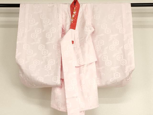 平和屋着物[]七五三　女の子　３歳　祝着　三つ身　長襦袢セット　刺繍　雪輪桜手毬文　金糸　逸品　AABH2809ja_6