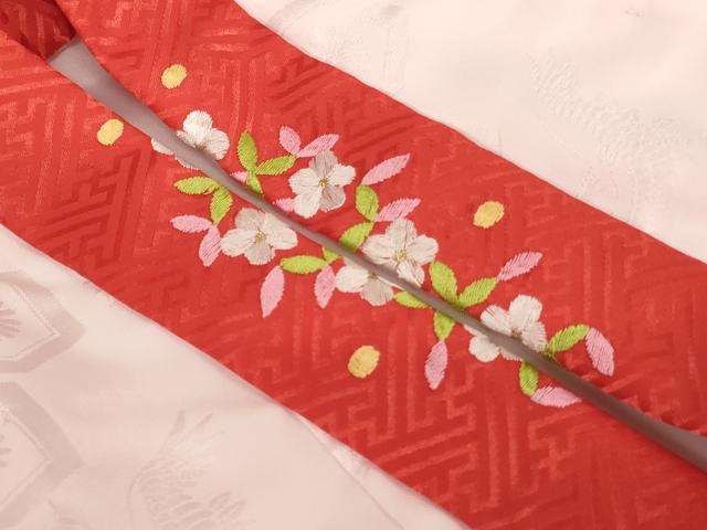 平和屋着物[]七五三　女の子　３歳　祝着　三つ身　長襦袢セット　刺繍　雪輪桜手毬文　金糸　逸品　AABH2809ja_7