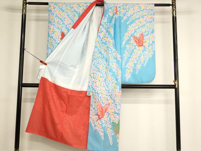 平和屋着物[]七五三　女の子　７歳　祝着　四つ身　舞蝶枝垂れ桜文　金彩　AABH2896ja_1