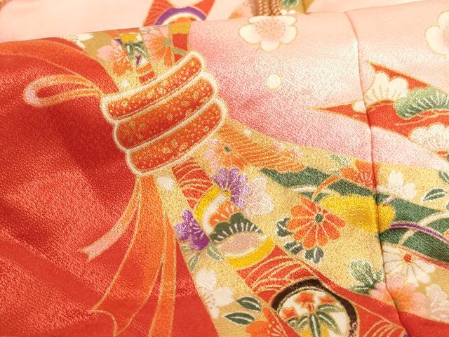 平和屋着物[]七五三　女の子　３歳　祝着　三つ身　長襦袢（単衣）・被布セット　束ね熨斗文　暈し染め　金彩　AABH2955ja_7