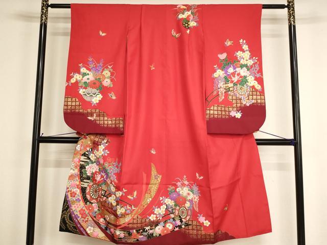 平和屋着物[]七五三　女の子　７歳　祝着　四つ身　花車几帳文　金銀彩　AABH2969ja