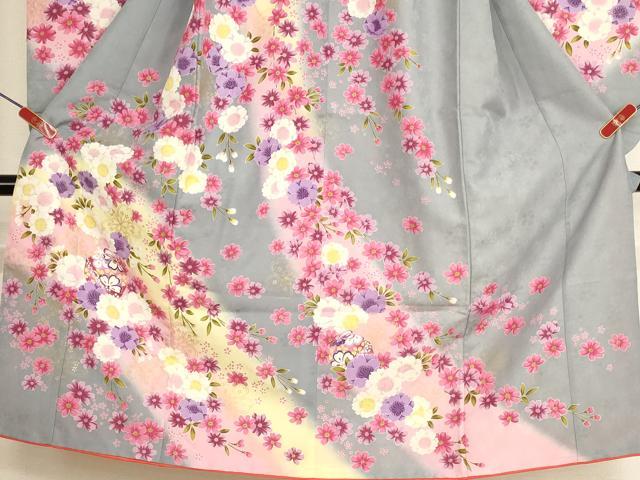 平和屋着物[]七五三　女の子　７歳　祝着　四つ身　鈴　桜　暈し染め　金彩　AABH2976ja_2