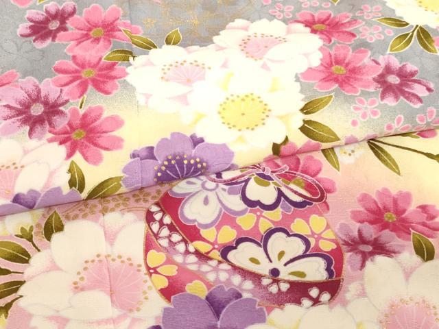 平和屋着物[]七五三　女の子　７歳　祝着　四つ身　鈴　桜　暈し染め　金彩　AABH2976ja_4