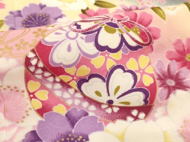 平和屋着物[]七五三　女の子　７歳　祝着　四つ身　鈴　桜　暈し染め　金彩　AABH2976ja_5